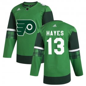 Wholesale Cheap Philadelphia Flyers #13 Kevin Hayes Men\'s Adidas 2020 St. Patrick\'s Day Stitched NHL Jersey Green
