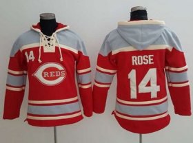 Wholesale Cheap Reds #14 Pete Rose Red Sawyer Hooded Sweatshirt MLB Hoodie