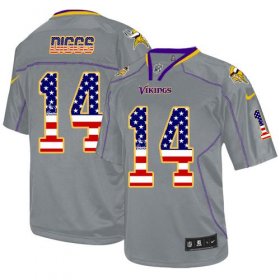 Wholesale Cheap Nike Vikings #14 Stefon Diggs Grey Men\'s Stitched NFL Elite USA Flag Fashion Jersey
