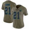 Wholesale Cheap Nike Panthers #21 Jeremy Chinn Olive Women's Stitched NFL Limited 2017 Salute To Service Jersey