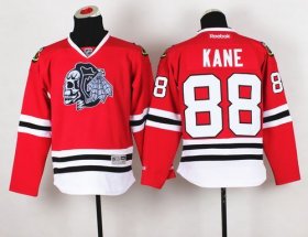 Wholesale Cheap Blackhawks #88 Patrick Kane Red(White Skull) Stitched Youth NHL Jersey