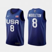 Wholesale Cheap Men's USA Team Khris Middleton Away Blue 2021 Tokyo Olympics Jersey