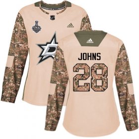 Cheap Adidas Stars #28 Stephen Johns Camo Authentic 2017 Veterans Day Women\'s 2020 Stanley Cup Final Stitched NHL Jersey