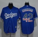 Wholesale Cheap Dodgers #42 Jackie Robinson Blue USA Flag Fashion Stitched MLB Jersey