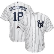 Wholesale Cheap New York Yankees #18 Didi Gregorius Majestic 2019 Postseason Official Cool Base Player Jersey White Navy