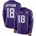 Wholesale Cheap Nike Vikings #18 Justin Jefferson Purple Team Color Men's Stitched NFL Limited Therma Long Sleeve Jersey