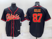 Wholesale Men's Kansas City Chiefs #87 Travis Kelce Black Stitched Cool Base Nike Baseball Jersey