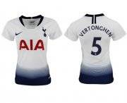 Wholesale Cheap Women's Tottenham Hotspur #5 Vertonghen Home Soccer Club Jersey