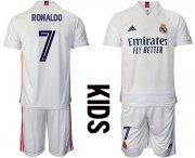 Wholesale Cheap Youth 2020-2021 club Real Madrid home 7 white Soccer Jerseys1