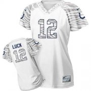 Wholesale Cheap Nike Colts #12 Andrew Luck White Women's Zebra Field Flirt Stitched NFL Elite Jersey