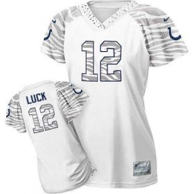 Wholesale Cheap Nike Colts #12 Andrew Luck White Women\'s Zebra Field Flirt Stitched NFL Elite Jersey