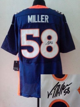 Wholesale Cheap Nike Broncos #58 Von Miller Navy Blue Alternate Men\'s Stitched NFL Elite Autographed Jersey