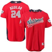 Wholesale Cheap Brewers #24 Jesus Aguilar Red 2018 All-Star National League Stitched MLB Jersey