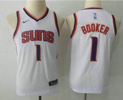 Wholesale Cheap Youth Phoenix Suns #1 Devin Booker White Nike Swingman Stitched NBA Jersey