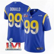 Wholesale Cheap Men's Los Angeles Rams #99 Aaron Donald 2022 Royal Super Bowl LVI Vapor Limited Stitched Jersey
