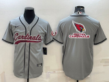 Wholesale Cheap Men's Arizona Cardinals Grey Team Big Logo With Patch Cool Base Stitched Baseball Jersey