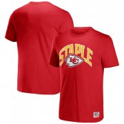 Wholesale Cheap Men's Kansas City Chiefs x Staple Red Logo Lockup T-Shirt