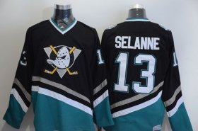 Wholesale Cheap Ducks #13 Teemu Selanne Black CCM Throwback Stitched NHL Jersey