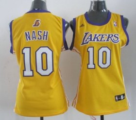 Wholesale Cheap Los Angeles Lakers #10 Steve Nash Yellow Womens Jersey