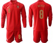 Wholesale Cheap Men 2021 European Cup Portugal home red Long sleeve 8 Soccer Jersey