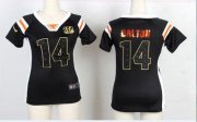 Wholesale Cheap Nike Bengals #14 Andy Dalton Black Team Color Women's Stitched NFL Elite Draft Him Shimmer Jersey