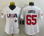 Cheap Women's USA Baseball #65 Nestor Cortes 2023 White World Classic Stitched Jerseys