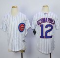 Wholesale Cheap Cubs #12 Kyle Schwarber White(Blue Strip) Cool Base Stitched Youth MLB Jersey