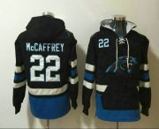 Wholesale Cheap Men's Carolina Panthers #22 Christian McCaffrey NEW Black Pocket Stitched NFL Pullover Hoodie