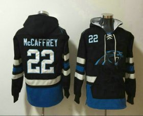 Wholesale Cheap Men\'s Carolina Panthers #22 Christian McCaffrey NEW Black Pocket Stitched NFL Pullover Hoodie