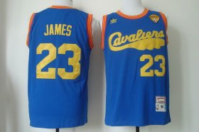 Wholesale Cheap Men\'s Cleveland Cavaliers #23 LeBron James 2016 The NBA Finals Patch 2009 Blue Hardwood Classics Soul Swingman Throwback Jersey