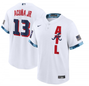 Wholesale Cheap Men's Atlanta Braves #13 Ronald Acuña Jr. 2021 White All-Star Cool Base Stitched MLB Jersey