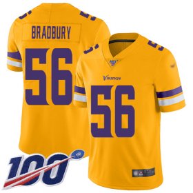Wholesale Cheap Nike Vikings #56 Garrett Bradbury Gold Men\'s Stitched NFL Limited Inverted Legend 100th Season Jersey