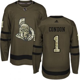 Wholesale Cheap Adidas Senators #1 Mike Condon Green Salute to Service Stitched NHL Jersey