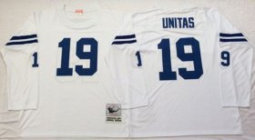 Wholesale Cheap Mitchell And Ness Colts #19 Johnny Unitas White Throwback Stitched NFL Jersey