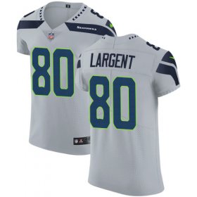 Wholesale Cheap Nike Seahawks #80 Steve Largent Grey Alternate Men\'s Stitched NFL Vapor Untouchable Elite Jersey