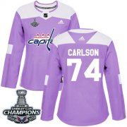 Wholesale Cheap Adidas Capitals #74 John Carlson Purple Authentic Fights Cancer Stanley Cup Final Champions Women's Stitched NHL Jersey