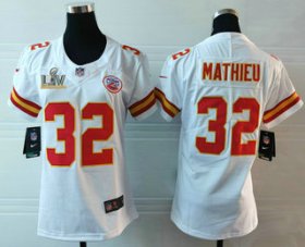 Wholesale Cheap Women\'s Kansas City Chiefs #32 Tyrann Mathieu White 2021 Super Bowl LV Vapor Untouchable Stitched Nike Limited NFL Jersey