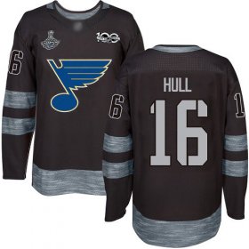 Wholesale Cheap Adidas Blues #16 Brett Hull Black 1917-2017 100th Anniversary Stanley Cup Champions Stitched NHL Jersey