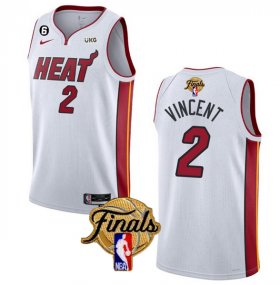 Wholesale Cheap Men\'s Miami Heat #2 Gabe Vincent White 2023 Finals Association Edition With NO.6 Patch Stitched Basketball Jersey