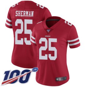 Wholesale Cheap Nike 49ers #25 Richard Sherman Red Team Color Women\'s Stitched NFL 100th Season Vapor Limited Jersey