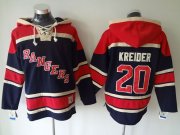 Wholesale Cheap Rangers #20 Chris Kreider Blue Sawyer Hooded Sweatshirt Stitched NHL Jersey