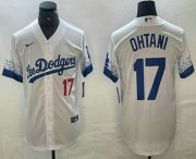 Cheap Men's Los Angeles Dodgers #17 Shohei Ohtani Number White 2021 City Connect Cool Base Stitched Jersey