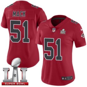 Wholesale Cheap Nike Falcons #51 Alex Mack Red Super Bowl LI 51 Women\'s Stitched NFL Limited Rush Jersey