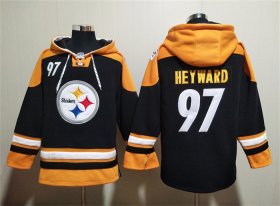 Wholesale Cheap Men\'s Pittsburgh Steelers #97 Cameron Heyward Black Ageless Must-Have Lace-Up Pullover Hoodie