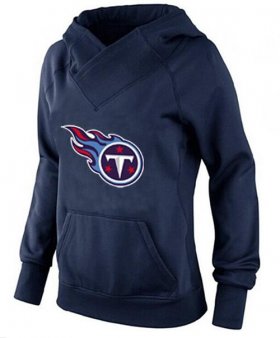 Wholesale Cheap Women\'s Tennessee Titans Logo Pullover Hoodie Navy Blue-1