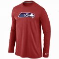 Wholesale Cheap Nike Seattle Seahawks Logo Long Sleeve T-Shirt Red