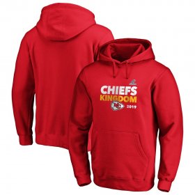 Wholesale Cheap Kansas City Chiefs 2019 NFL Playoffs Bound Hometown Checkdown Pullover Hoodie Red