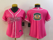 Wholesale Cheap Women's Green Bay Packers Pink Team Big Logo With Patch Cool Base Stitched Baseball Jersey