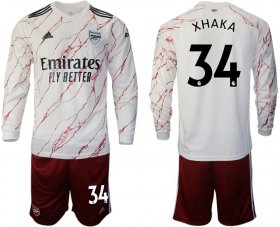 Wholesale Cheap Men 2020-2021 club Arsenal away long sleeve 34 white Soccer Jerseys