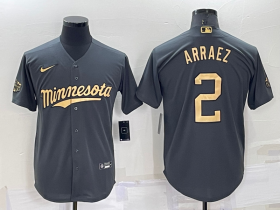 Wholesale Men\'s Minnesota Twins #2 Luis Arraez Charcoal 2022 All-Star Cool Base Stitched Baseball Jersey